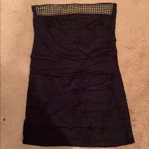 Black strapless gold studded teared dress